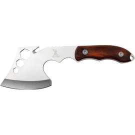 Elk Ridge - Outdoors Full Tang Axe - 10.5-in Overall, 4-in Satin Finish Stainless Steel Axe with Wood Handle Scales, Nylon Sheath - Hunting, Camping, Outdoors - ER-199BR, Multi, One Size