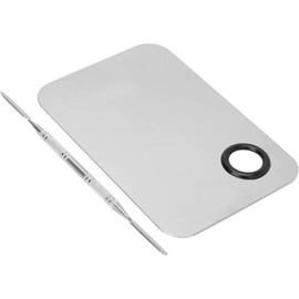 ZJchao Paleta de Mezcla de Maquillaje de Acero Inoxidable, Bandeja Mezcladora de Cosméticos con Superficie de Espejo, Espátula para Mezclar Base Líquida y Color de Labios, Viaje