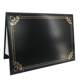 GraduatePro A4 Certificate Folder Golden Edge Certificate Holder Protective Cover Cardboard Diploma Document Cover Black