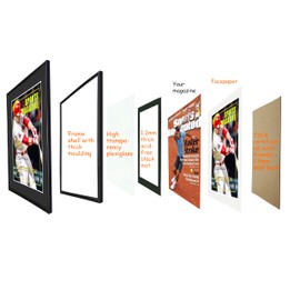 ReqiHome 4 Packs Sports Magazine Frame Fits Measuring 8.5 x 11.25 Inch Magazine Display Frame with Black Core Matting and Installed Hangers for Wall Hanging