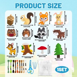 BaiDekun Children's Sewing Kit, Animal Shapes, Felt Sewing Children from 6 Years, DIY Animals Sewing Kit for Making Cuddly Animal Figures