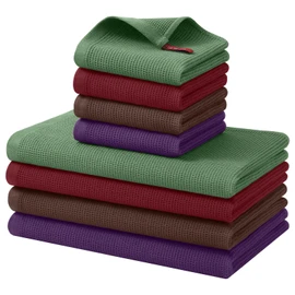 Homaxy 100% Cotton Kitchen Towels and Dishcloths Set - 8 Pack Waffle Weave Soft and Absorbent Dish Towels - 26 X 16 Inch and 12 X 12 Inch - Grass Green/Burgundy/Eggplant/Coffee