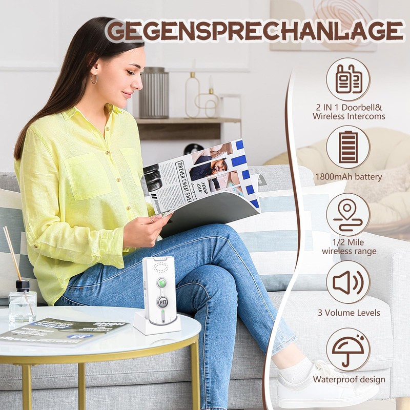 2-Way Call Wireless Voice Intercom System 1000 m, Intelligent Voice