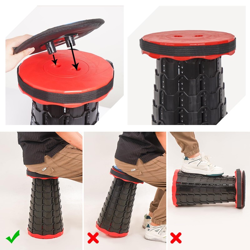 FXKS 2 Pack Portable Telescoping Stools Collapsible Stool with Cushion,Retractable