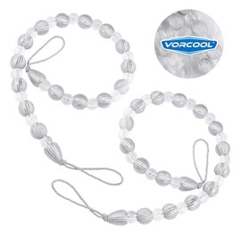 VORCOOL Pack of 2 Curtain Tiebacks Acrylic Pearl Curtains Tied Buckle Window Curtain Decoration for Home Office Window Decoration (Silver And White)