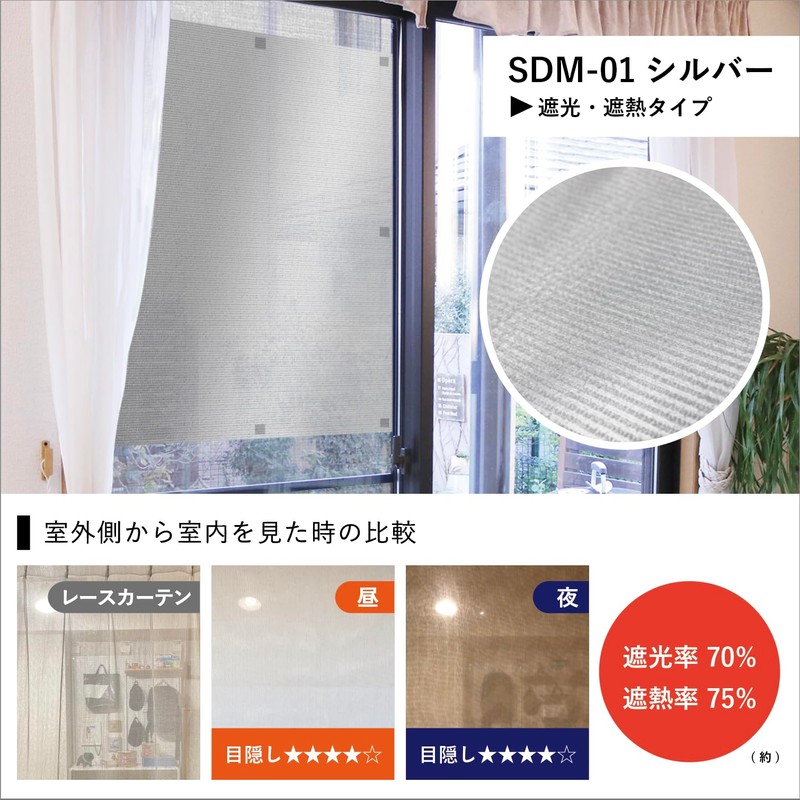 Meiwa Gravure SDM-01 Screen Door Blindfold Sheet, Silver, 35.4 x