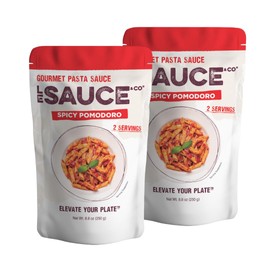 Always Fresh, Two Servings, Spicy Pomodoro Gourmet Pasta Sauce (2-pack), Le Sauce & Co. Imported Italian San Marzano Tomatoes, Tomato Sauce, Spicy Pasta Sauce, Calabrian Peppers, All Natural