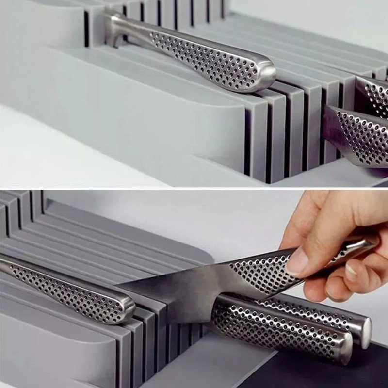 Extreme Beauty Organizador Para Cuchillos Portacuchillos Para Cajones Color Gris
