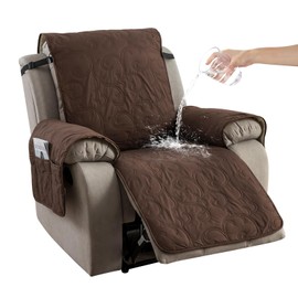 Genina Waterproof Recliner Chair Covers, Recliner Couch Cover for Dogs, Washable Antislip Reclining Chair Cover Furniture Protector, Sofa Slipcover for Living Room(28inch/Chocolate)