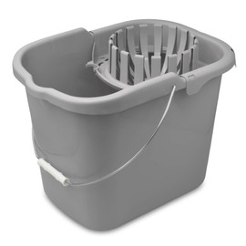 Torosqui Cubeta con Exprimidor Y Ruedas con Asa De Metal | con 4 Ruedas | 14 litros | Color Gris Pastel | Cómoda y Uso rudo