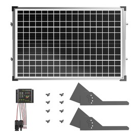 ZUMI Gate Opener Solar Panel, 30W Solar Panel for Automatic Gate Opener, IP67 Door Opener Solar Panel Kit with Tempered Glass Tubular Mounting Bracket, Solar Power System with Monocrystalline Panel