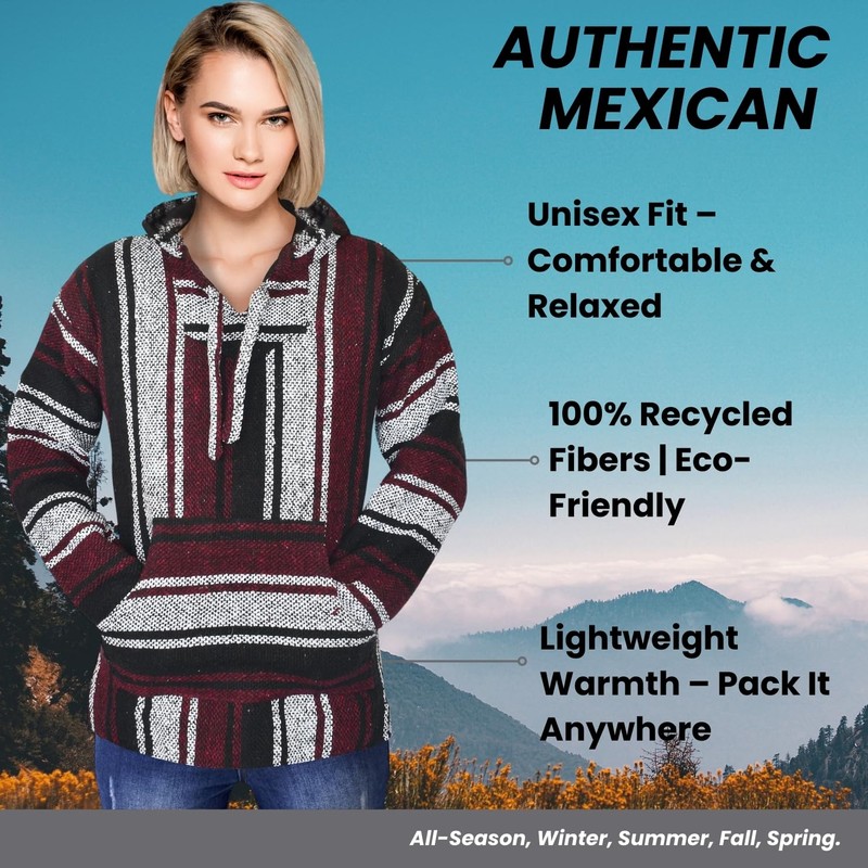 Mexican Baja Hoodie – Classic Drug Rug Pullover Sweater |