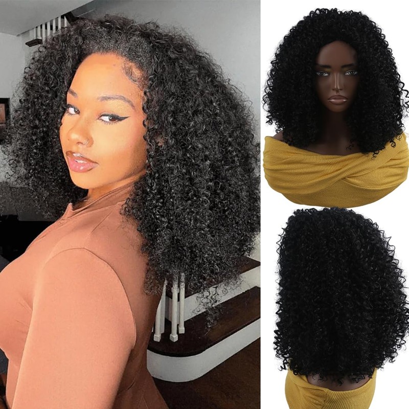 Peluca de media longitud rizada Kinky Curly con densidad del