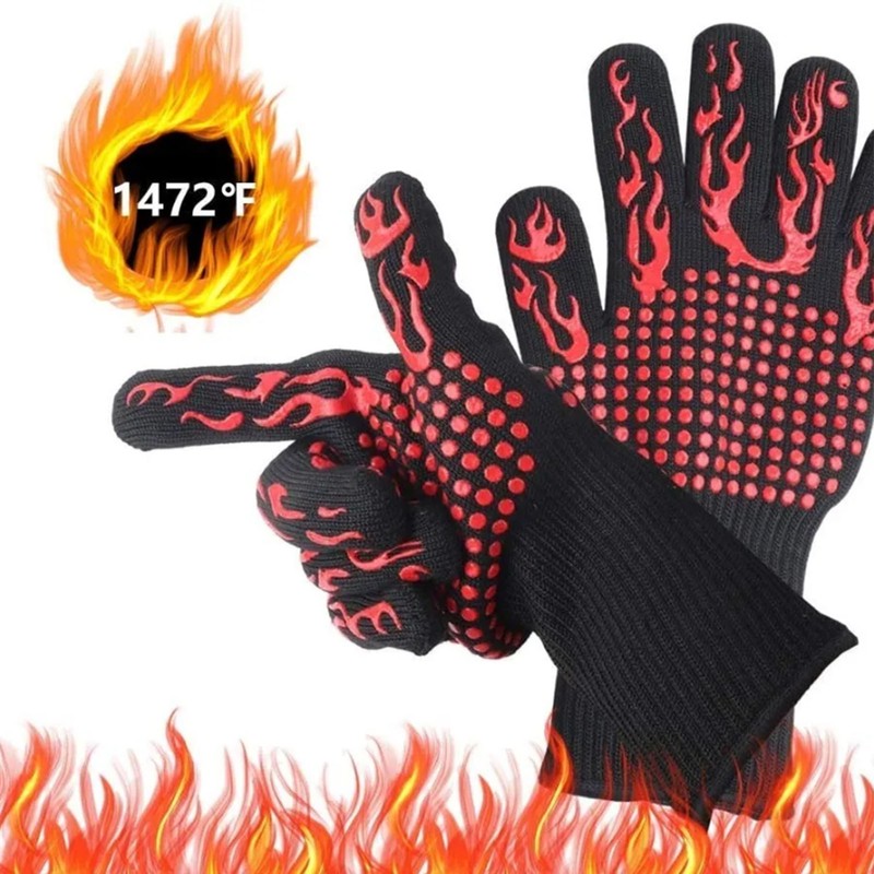 BBQ Gloves Heat Resistant Gloves Grilling Gloves Silicone Oven Gloves