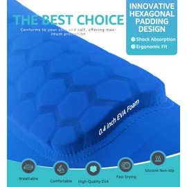 KACOMACO Soccer Shin Guards for Kids Youth, Shin Pads Soccer Sleeves with Impact Absorption, Breathable, & Lightweights, Calf Compression Sleeve with Honeycomb Pads (M-Blue)