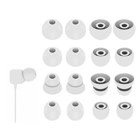 8 Pairs Powerbeats Pro Ear Tips Buds, 4 Size Replacement Soft Flexible Fit in Case Noise Reduce Silicone Rubber Earbuds Eartips Wing Skin Accessories Compatible with Beats Flex/BeatsX - Silver