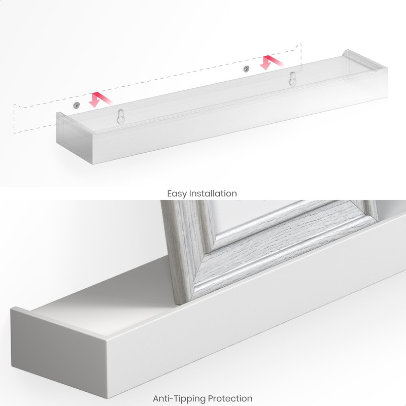 Ballucci Modern Ledge Wall Shelves, Set of 4 Wood Floating