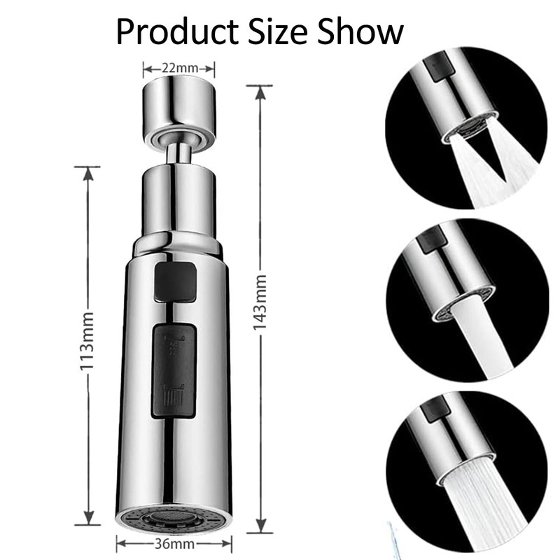 Tap Aerator, Shower Head Kitchen Tap, Swivelling Multifunctional, 360° Aerator