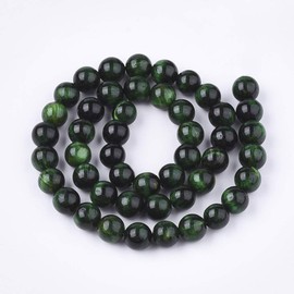 ZEMRIO 8 mm Natural Tiger's Eye Gemstone Beads Loose Stone Round Beads for Jewellery Making DIY Bracelet Necklace Beads (Colour-5, 8 mm)