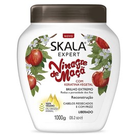 Skala Expert Vinagre de Maçã Hair Treatment Cream 1 kg (35.2 oz) – Apple Cider Vinegar + Vegetable Keratin – Vegan • Frizz Control, Shine & Reconstruction – Brazilian Hair Care, USA Import