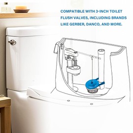 Lychee Light Toilet Flapper Replacement Parts, Universal 3-Inch Toilet Stopper Flappers with Chain and Hook,WC Repair Parts Fits 3 Inch Flush Valve,Easy to Install,Water Saving, Rubber,Blue (2 PACKS)