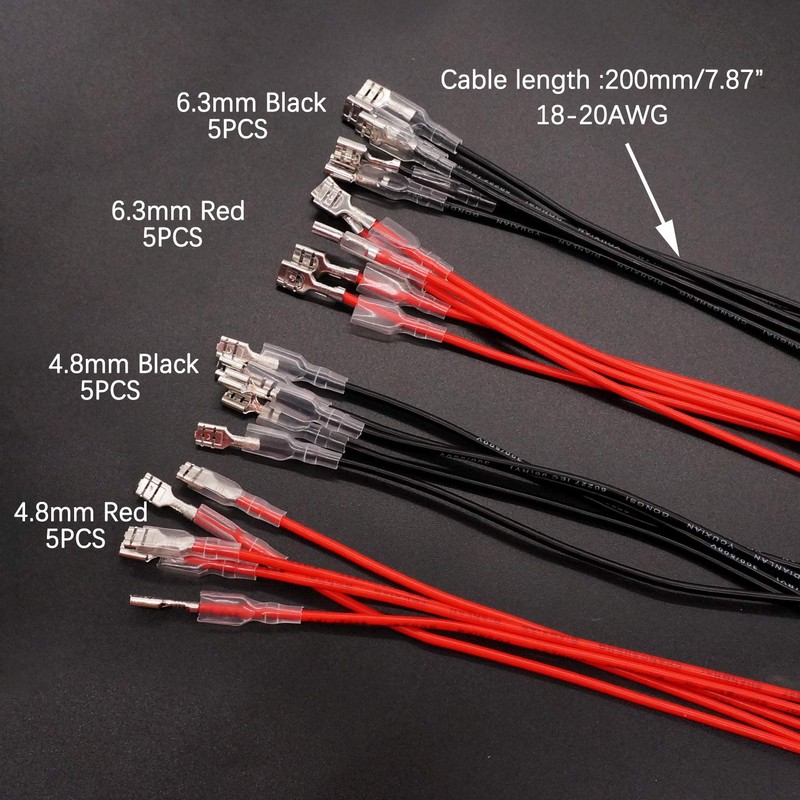 Twidec/20Pcs 4.8mm and 6.3mm Female Spade Crimp Terminal with Insulating