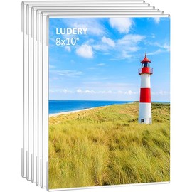 8x10 Acrylic Picture Frames,Set of 6 Clear Photo Frame for Wall,Clear Frameless picture Frames 8 x 10,Floating Hanging Picture Frames 8 x 10 for Home, School, Office