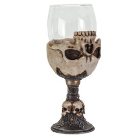SUMMIT COLLECTION Underworld Upside Down Ossuary Skull Wine Goblet Glass Stemware Sacrificial Ceremonial Skull Wine Chalice Goblet 7 Fl Oz Drinkware