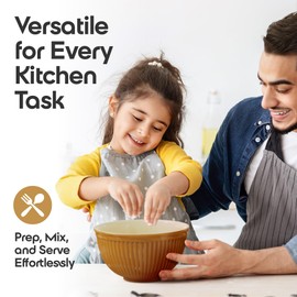 Omniware Simsbury Mixing Bowls, Set of 3 - Nesting Stoneware Bowls for Baking & Cooking - 30 oz, 75 oz, 112 oz - Dishwasher Safe, Durable Kitchen Essentials for Everyday Use (Honey)