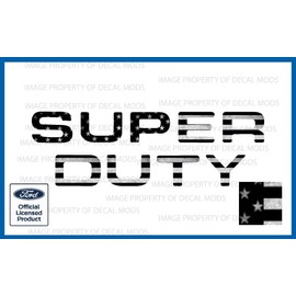 Decal Mods 2008-2016 Tailgate Letters Inserts Inlays Decals Stickers (Thin) for Ford Super Duty F250 F350 F450 (2008-2016) (Black & White Distressed USA Flag) | FG1A2