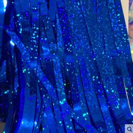 Dark Blue Backdrop Streamers - AILEXI 2 Pack 3.2 ft x 6.56 ft Metallic Tinsel Foil Fringe Curtains for Photobooth Party Decor