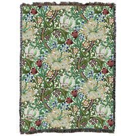 Pure Country Weavers William Morris Golden Lily Blanket XL - Arts & Crafts - Gift Tapestry Throw Woven from Cotton - Made in The USA (82x62)