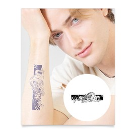 Inkbox Temporary Tattoos, Semi-Permanent Tattoo, One Premium Easy Long Lasting, Water-Resistant Temp Tattoo with For Now Ink - Lasts 1-2 Weeks, Our Might, 6 x 3 in