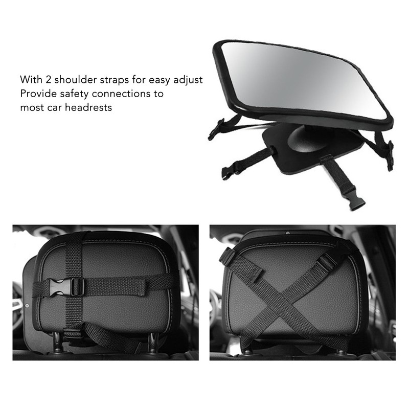 Automotive Interior Baby Mirror Free Rotation Adjust Strap Car Interior