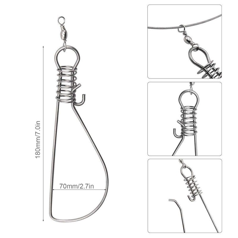 Hunter's Tail Fish Stringer, Wade Fishing Stringer Clip Heavy Duty