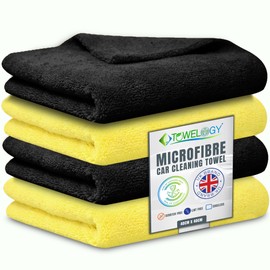 Towelogy® G42 Edgeless Microfibre Cloth Large Car Cleaning Super Absorbent 40x40cm Lint Free Detailing & Drying Towels Pack Of 4