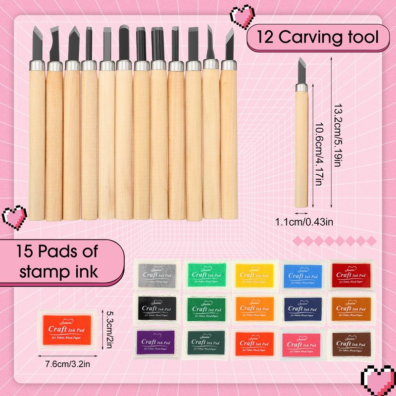 Lanties 32 Pack Rubber Block Stamp Making Kit Include 4