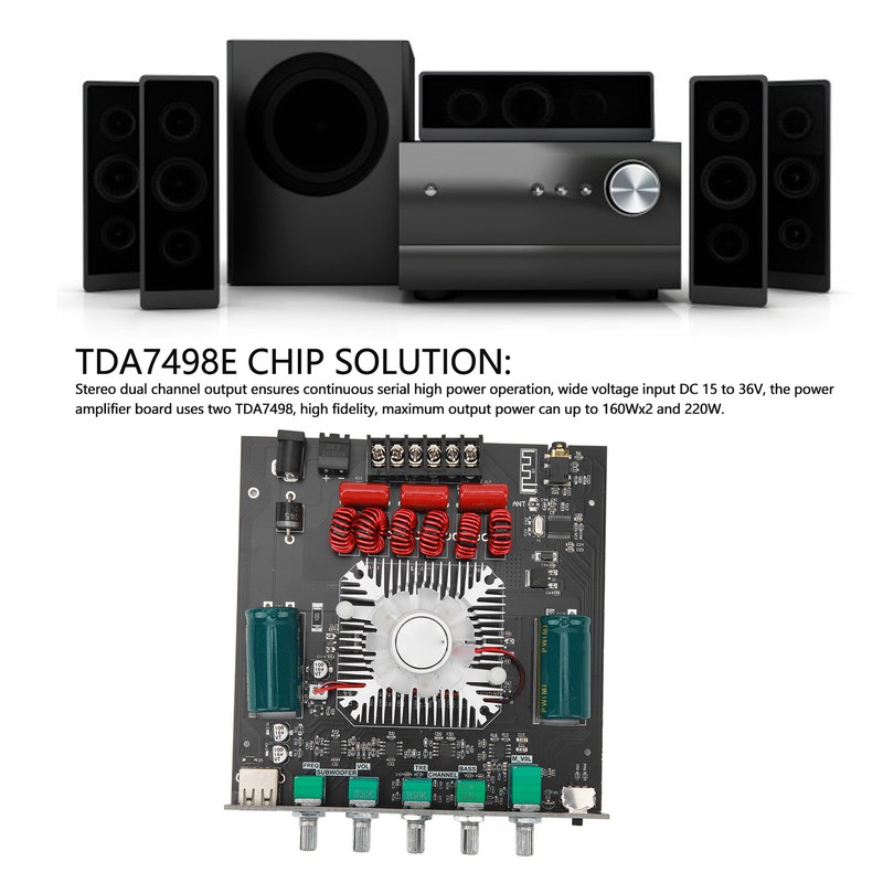 HT21 Bluetooth Power Amplifier Board with Subwoofer 2.1 Channel TDA7498E