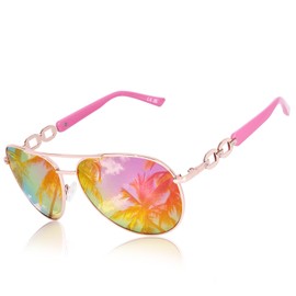 FONHCOO Polarized Sunglasses Womens Trendy Aviator Sunglasses With Metal Frame UV Protection