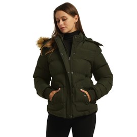 wantdo Women's Winter Parka Casual Warm Jacket with Hood (Army Green, Large)
