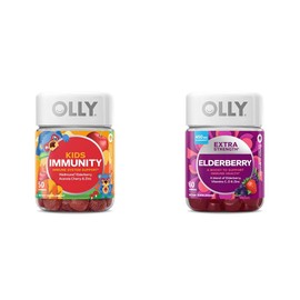OLLY OLLY Kids Immunity Gummy, Immune Support, Wellmune, Elderberry, Vitamin C, Zinc & Extra Strength Elderberry Gummies, Immune Support, 450mg Elderberry, Vitamin C, D
