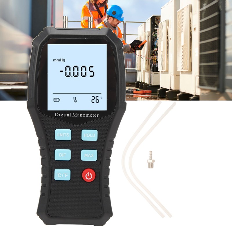Digital Manometer Handheld HVAC Manometer Gas Air Pressure Meter Gauge