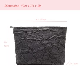 PAZIMIIK PAZIMIIK Makeup Bags for Purse Zipper Cosmetic Pouch Large Travel Canvas Make Up Organizer Tool Pouch for Women and Girls,Flower Black