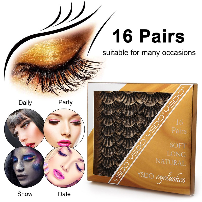 SHIDISHANGPIN 16 Pairs 3D Fake Eyelashes False Eyelashes for Eye
