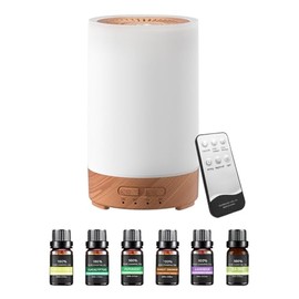 Difusor de Aceites Esenciales, EASYTAO 150ml Difusor de Aromas con 6 Botellas de Aceites Esenciales, Vapor Silencioso Ajustable, 7 Colores...         