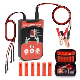 Universal Fuel Injector Tester DIY Fuel Injector Cleaner Kit, 6 Size Cleaning Adapters, 8 Pulse Modes, 12V/5V Output Power Fuel Injector Tester and Cleaner Tool Kit for Automobile Motorcycle