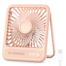 Koonie USB Desk Fan, Strong Wind Ultra Quiet Small Personal Fan with 180° Tilt Folding and 3 Speeds Adjustable, USB-C Corded Powered Mini USB Fan for Office Desktop Bedroom Pink