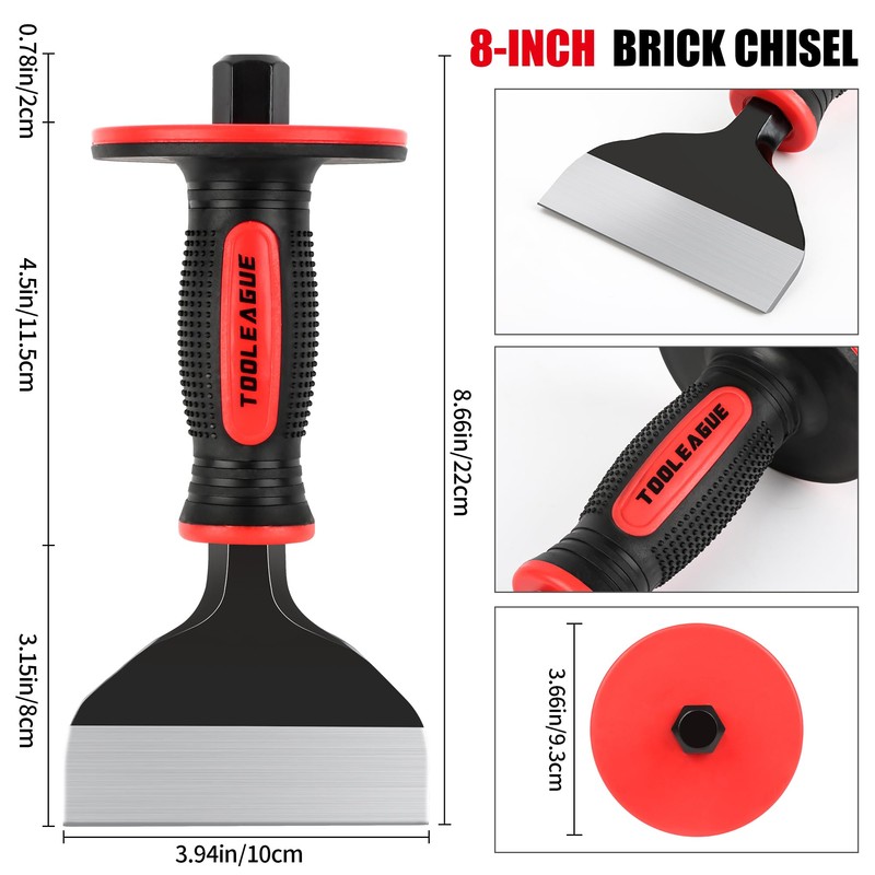 TOOLEAGUE Heavy Duty Masonry Chisel,8 inches Brick Chisel with Hand