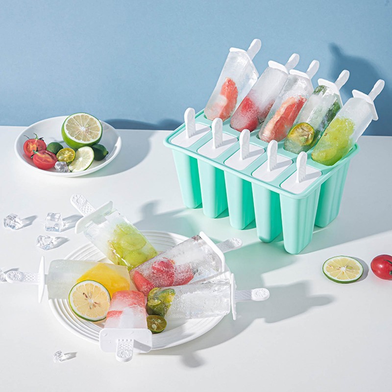 Ice Cream Mould 10 Grids Food Grade Silicone Non Stick