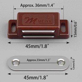 12 Pack Magnetic Door Catches,Heavy Duty Small Latch for Kitchen Bathroom Cabinet Closet Door (Brown)